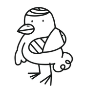 受傷包紮的小鳥插圖
